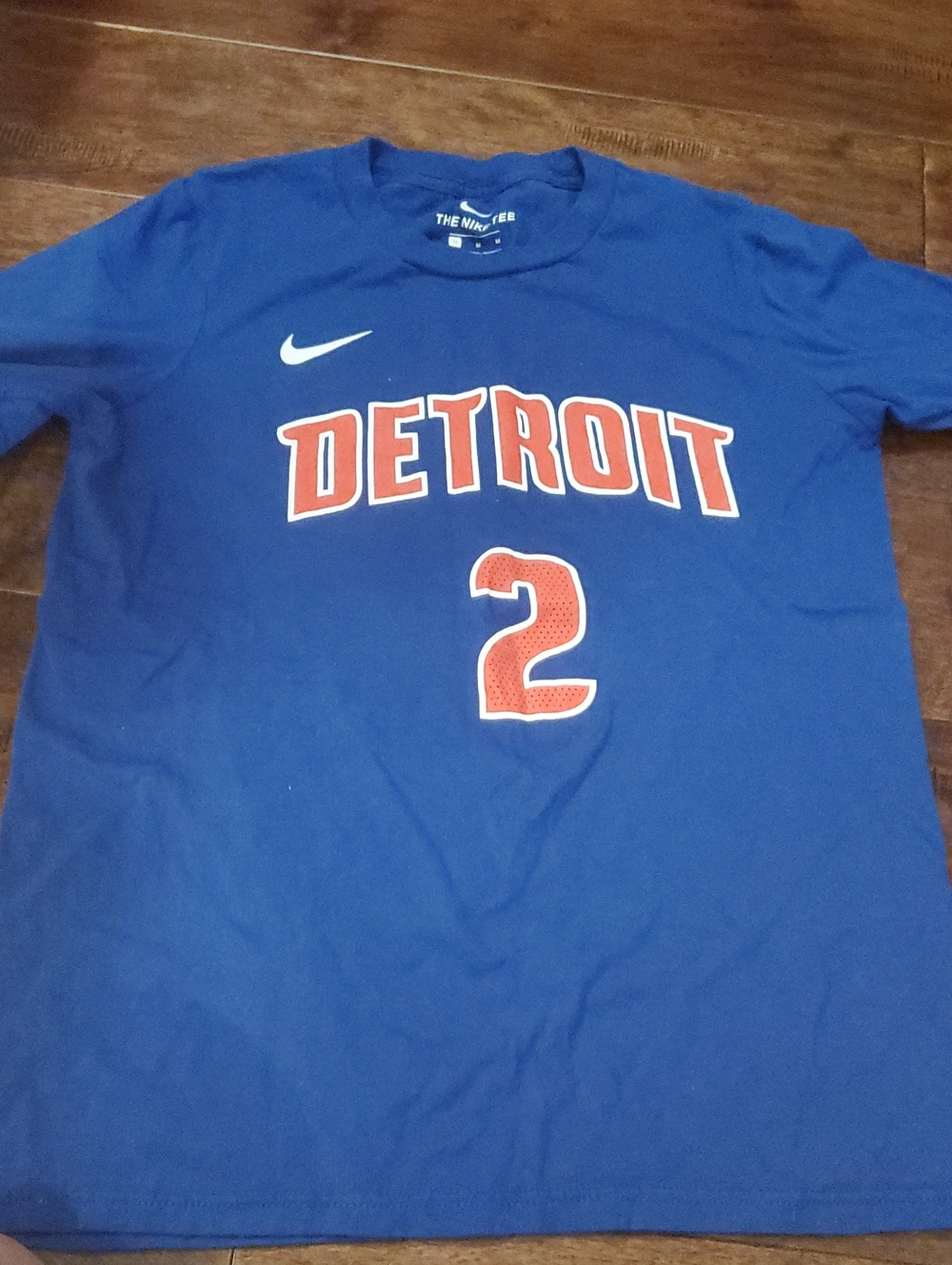Nike Detroit Pistons Basket Blue Short Sleeve Tee with Red Accent Size Youth Me